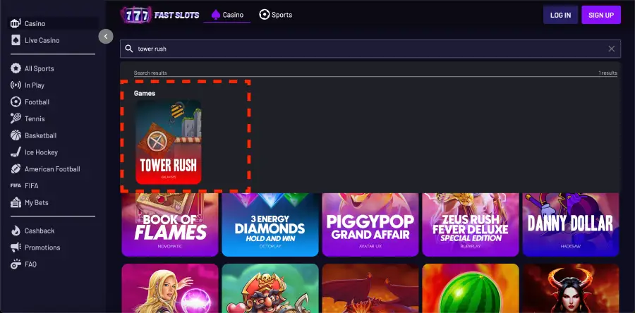  Tower Rush de Galaxsys encontrado en el buscador de juegos de FastSlots